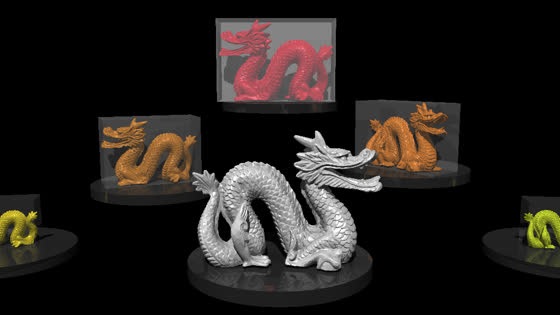 Dragon models with bounding boxes